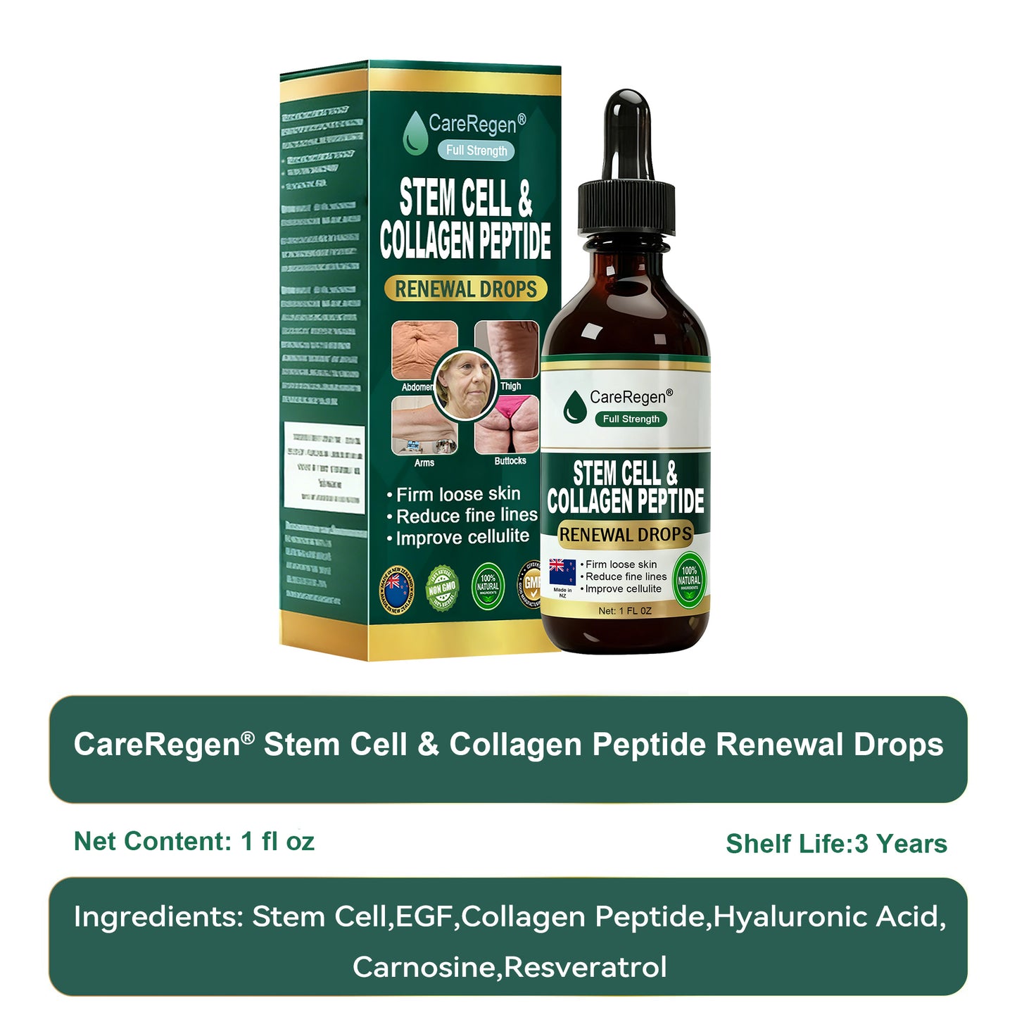 Officially Authorised Exclusive Edition|CareRegen® Stem Cell & Collagen Peptide Renewal Drops💫 (Lift & Firm Sagging Skin & Reduce Wrinkle Formation)💫