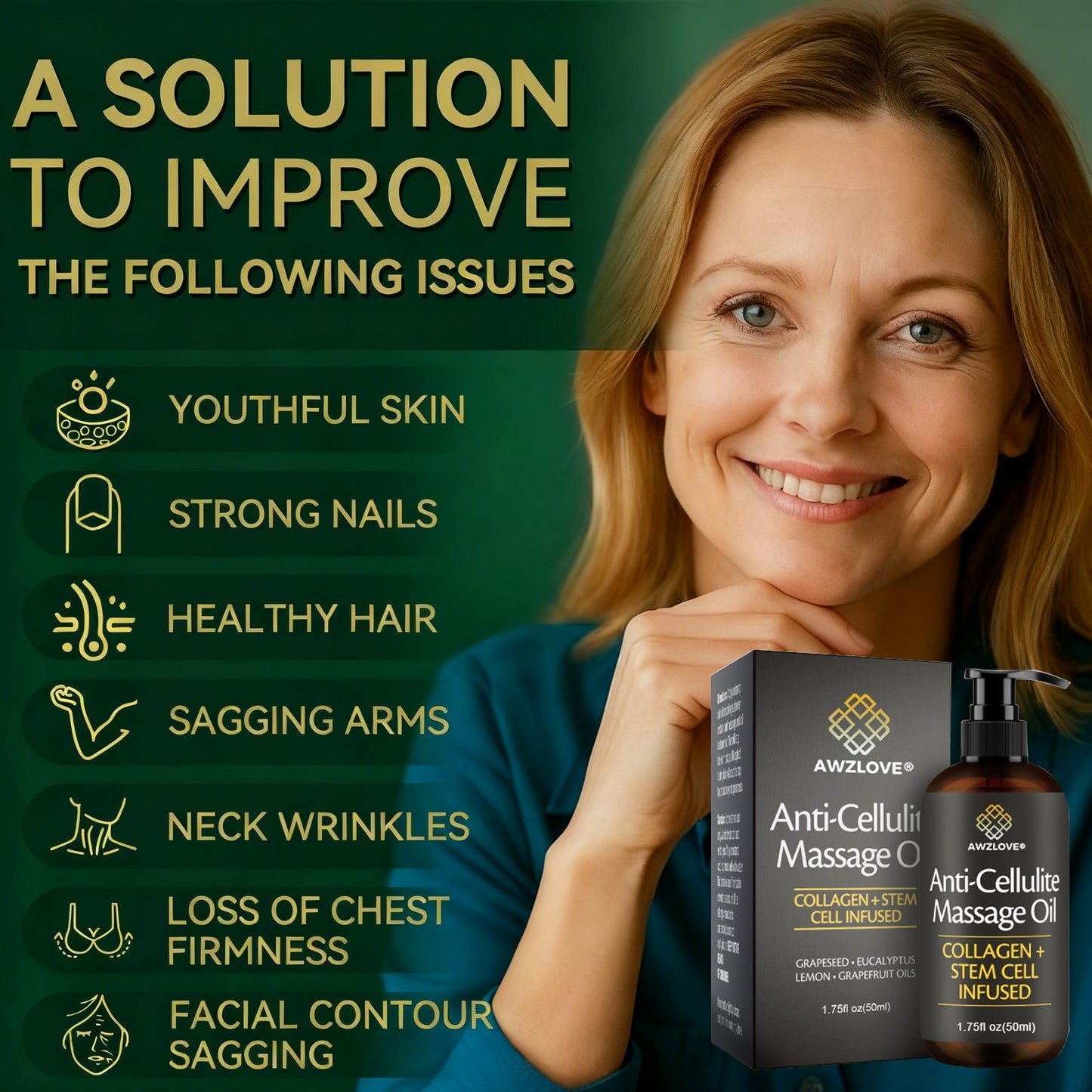 Awzlove® Luxurious Collagen & Stem Cell Anti-Cellulite Massage Oil (🔥70% Off for a Limited Time!) 🥑🥑