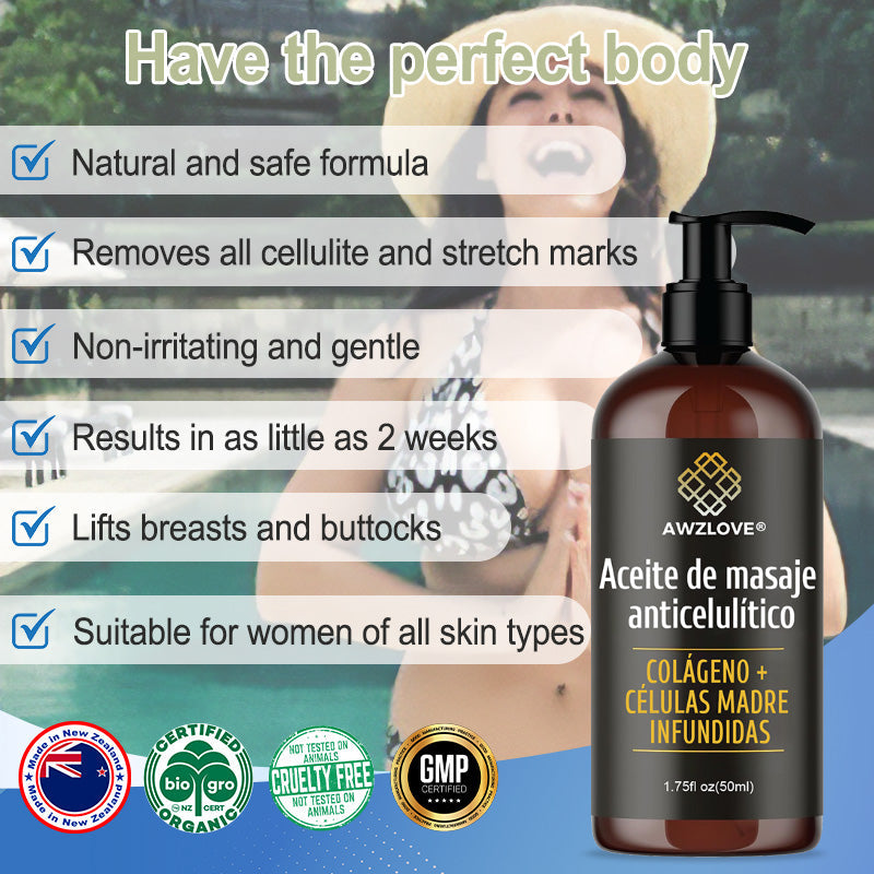 Awzlove® Luxurious Collagen & Stem Cell Anti-Cellulite Massage Oil🎉 (🔥70% Off for a Limited Time!)
